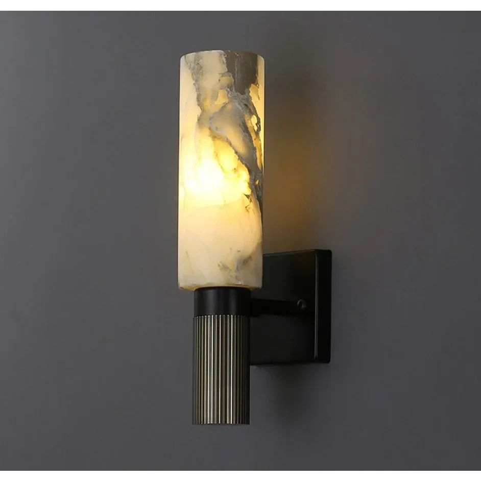 Genuine Marble & Frosted Glass Wall Sconce | Vanity Pair Bedside Light Soft Glow E14 38cm High Casalola Lights Luxury