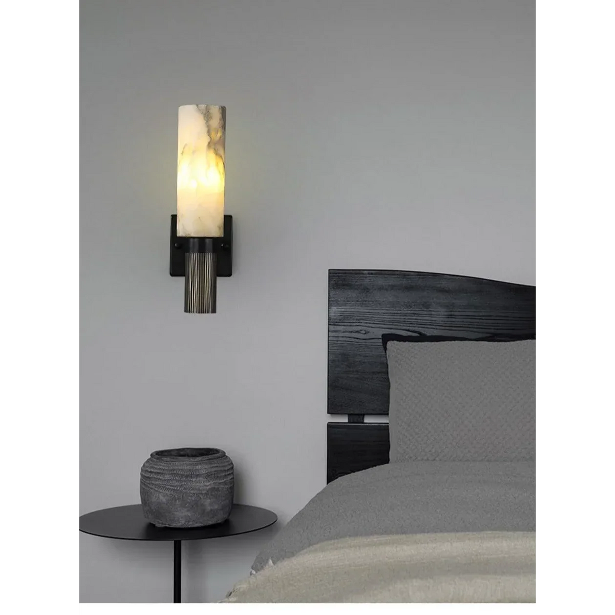 Genuine Marble & Frosted Glass Wall Sconce | Vanity Pair Bedside Light Soft Glow E14 38cm High Casalola Lights Luxury