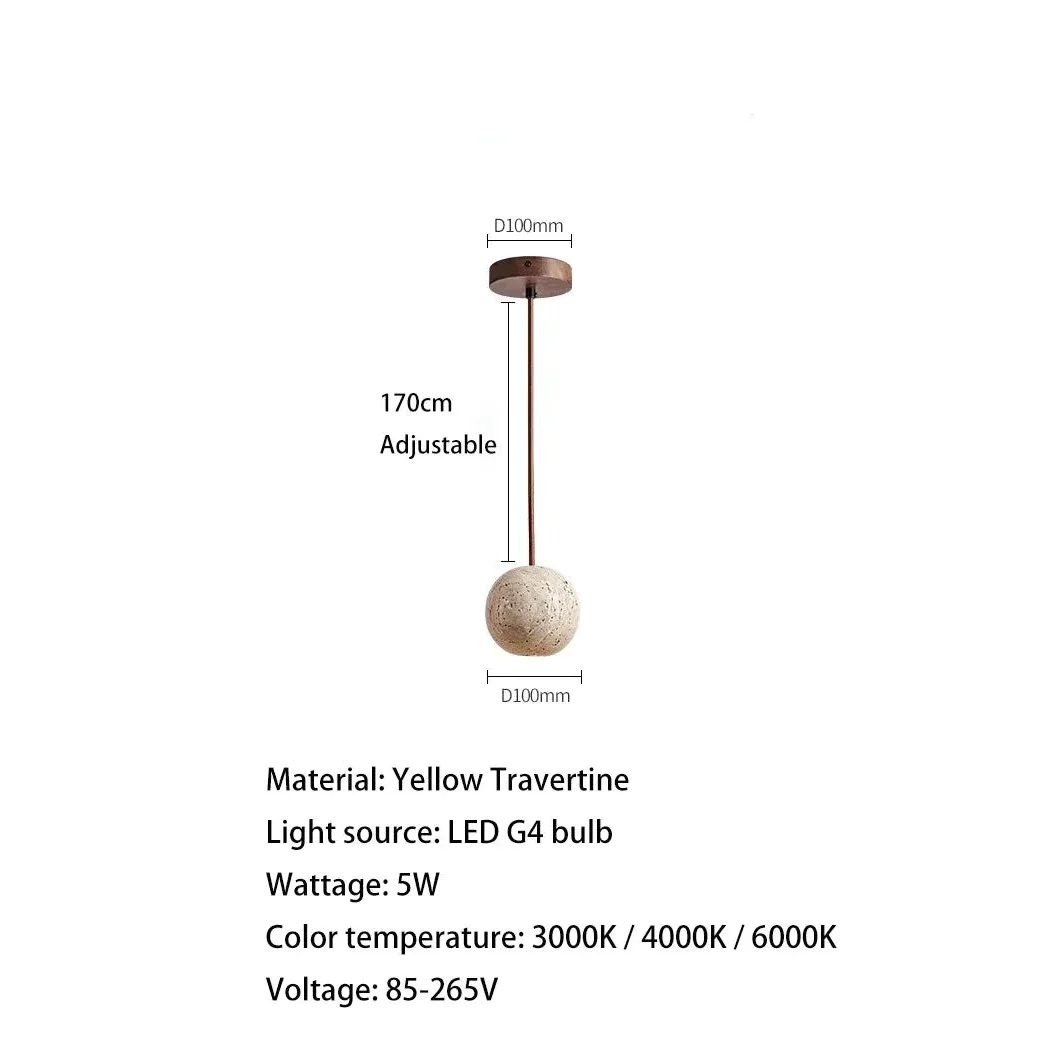 Marble Wood Pendant Lamp for Bedside Living Room Kitchen Island
