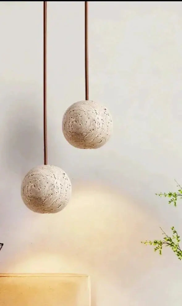 Marble Wood Pendant Lamp for Bedside Living Room Kitchen Island - Lamps