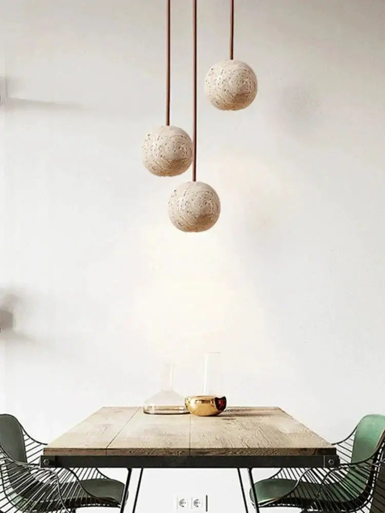 Marble Wood Pendant Lamp for Bedside Living Room Kitchen Island - Lamps