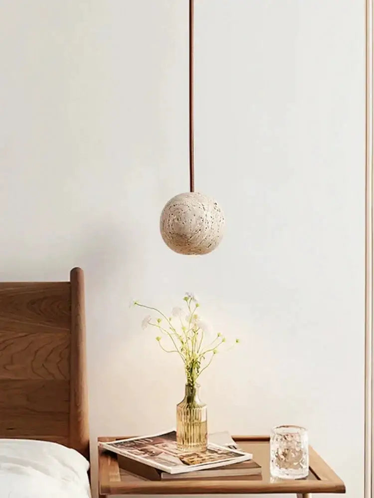 Marble Wood Pendant Lamp for Bedside Living Room Kitchen Island - Lamps