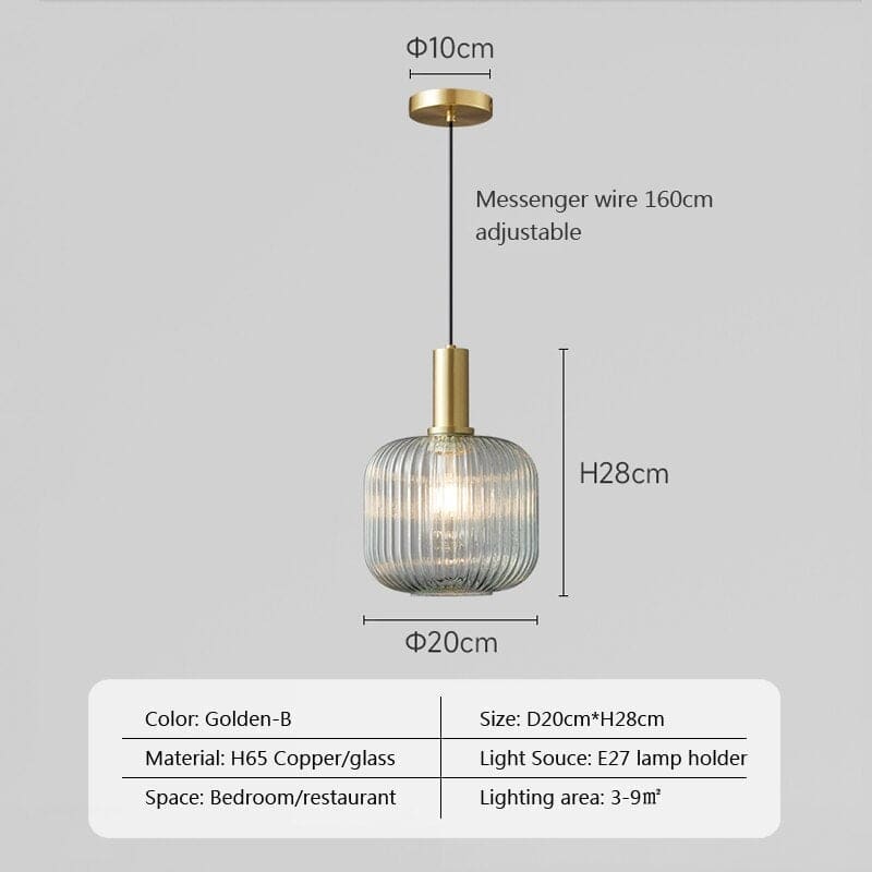 Transparent Glass Pendant Lights | 1-light for Kitchen Bedroom Bathroom - Lamps