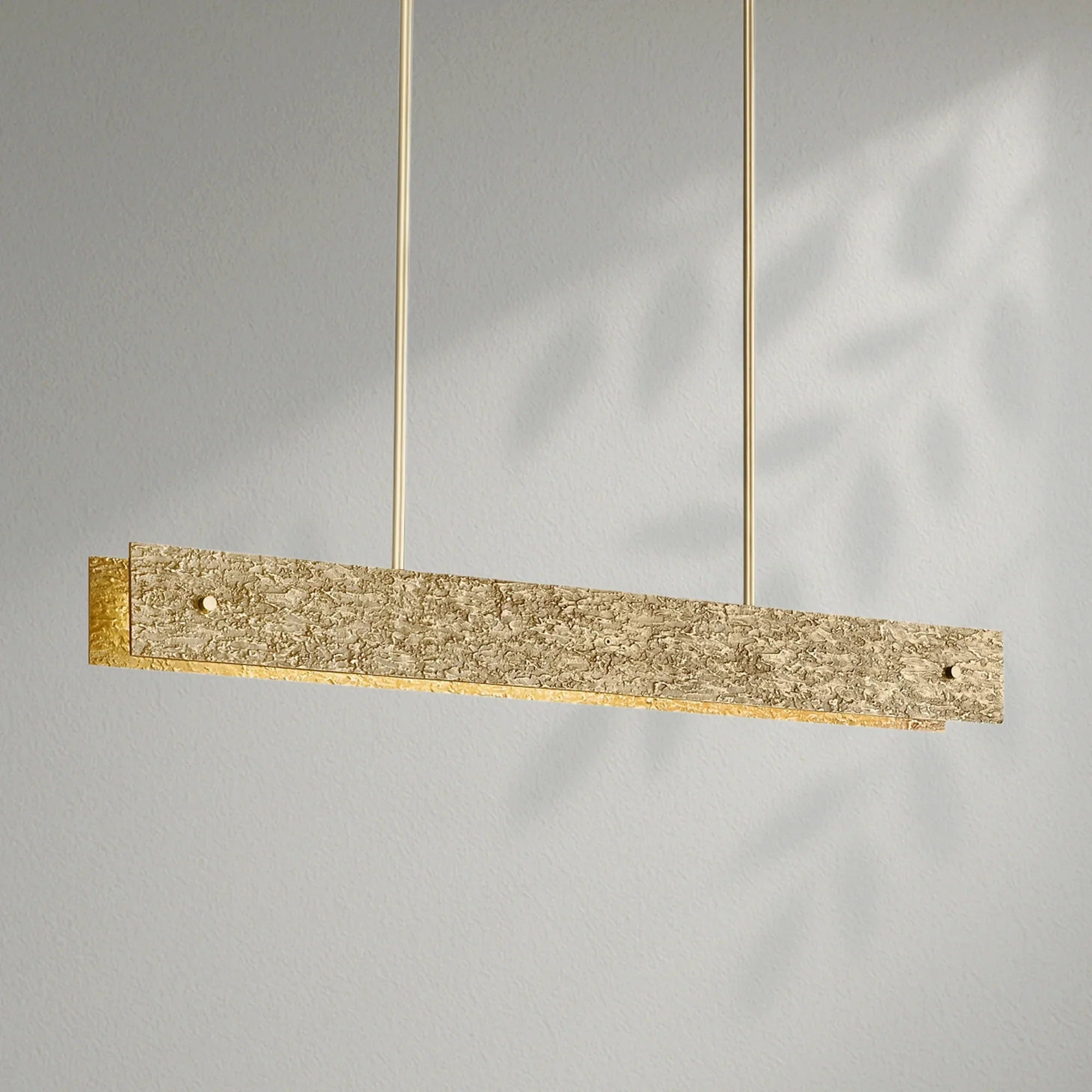 Solid Copper Linear Suspension | Brutalist Texture | 137cm - 182cm Dining Light | Heavy Cast Metal | Casalola Lights
