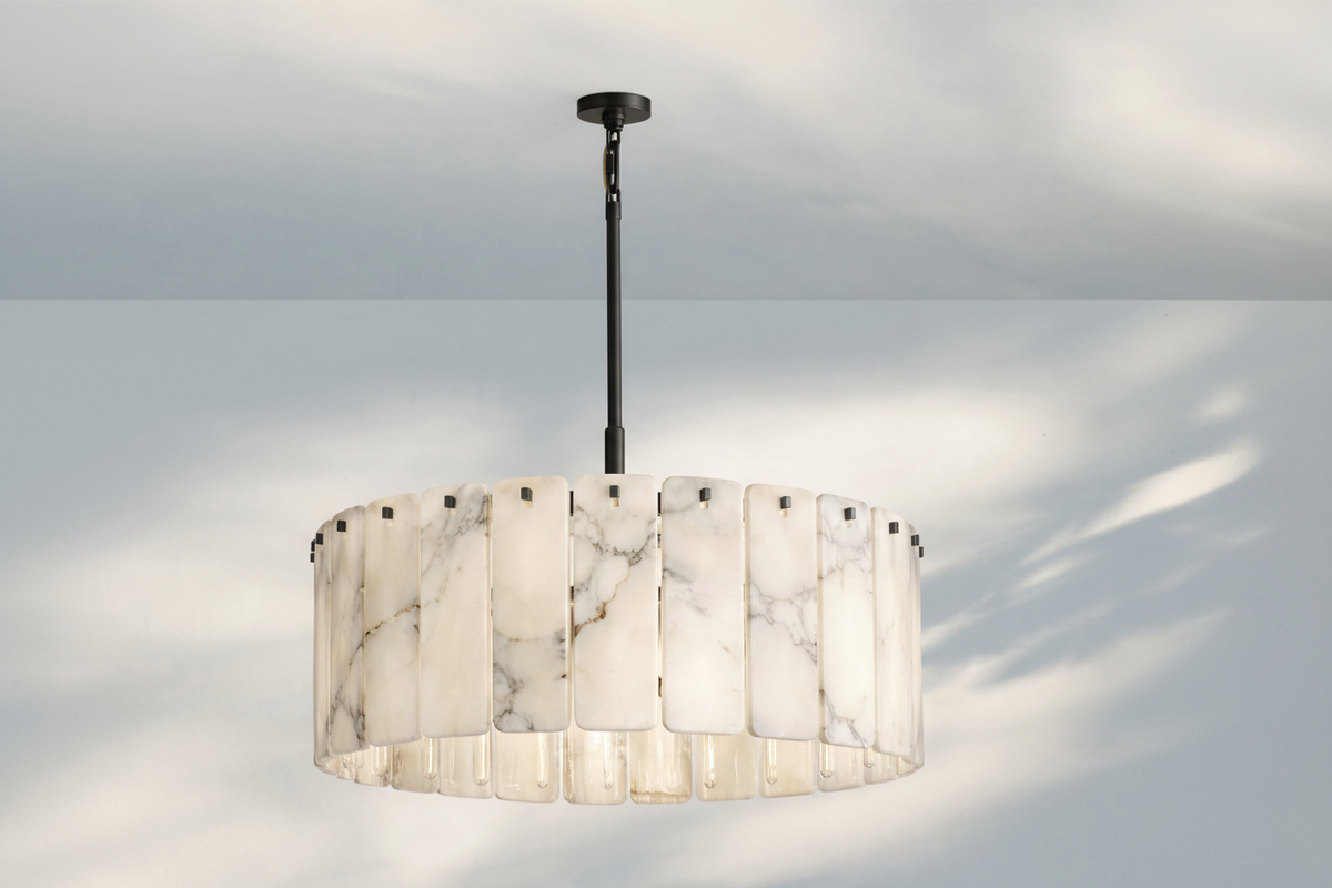 Spanish Alabaster Ring Chandelier for Dining Room | 91cm 122cm 152cm Solid Copper Mid-century Casalolalights Luxury