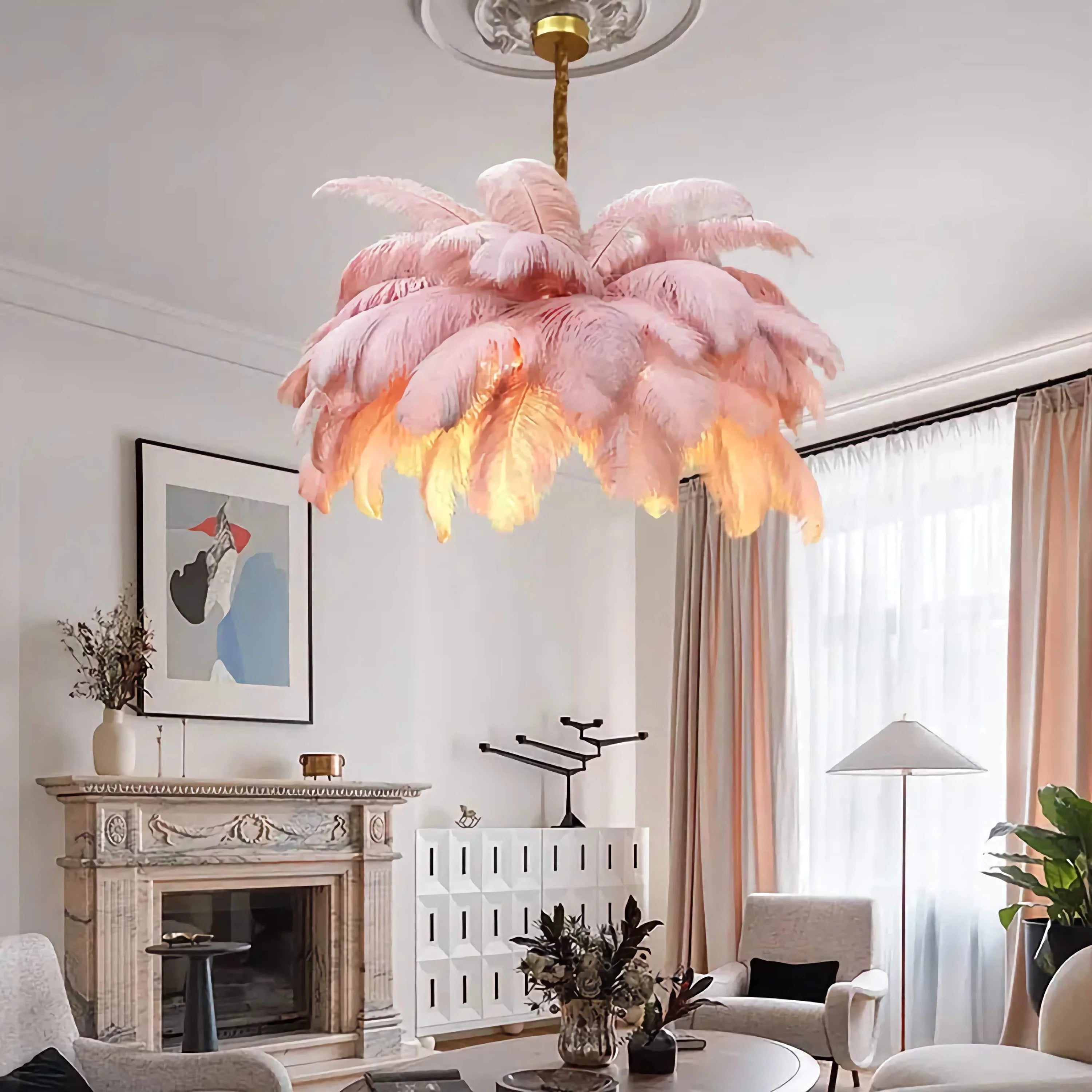 Feather Chandelier Semi-flush Hollywood Regency Decor for Luxury Living Room Bedroom Casalolalights Luxury Lamps