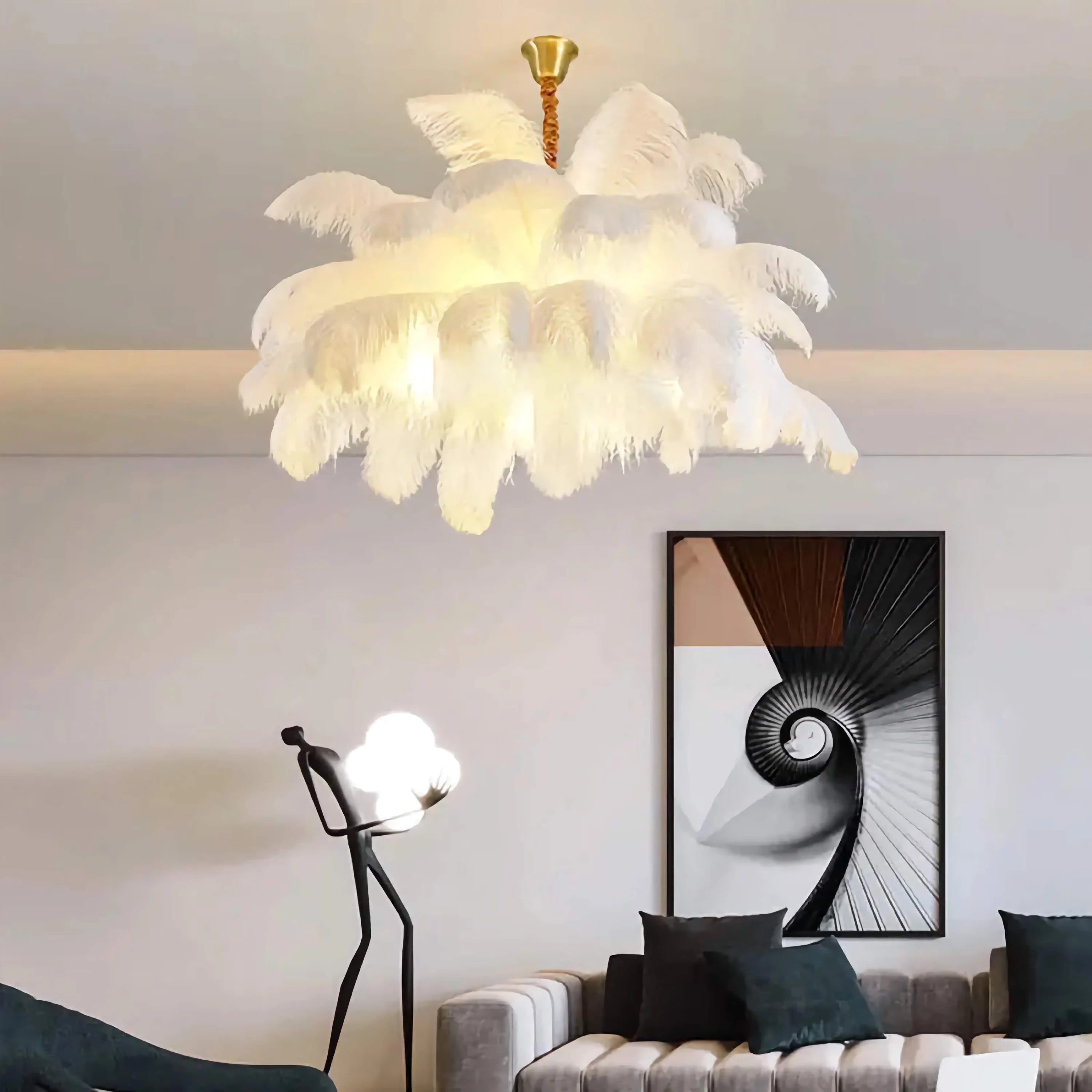 Feather Chandelier Semi-flush Hollywood Regency Decor for Luxury Living Room Bedroom Casalolalights Luxury Lamps