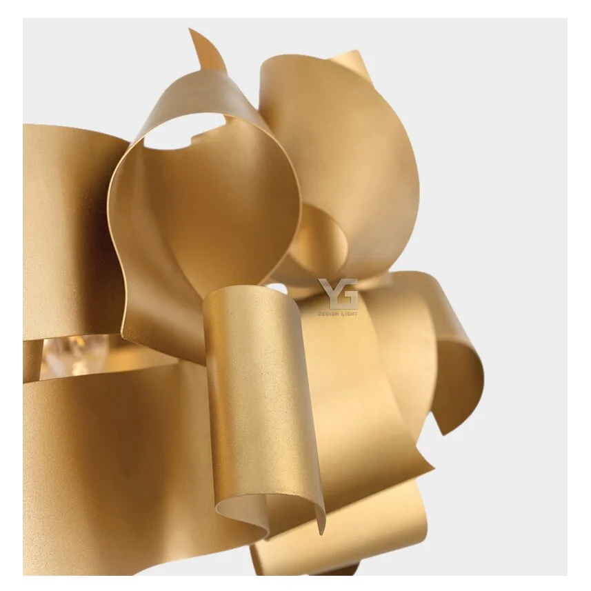 Mid Century Modern Ceiling Light Metal Ribbon Contemporary Chandelier