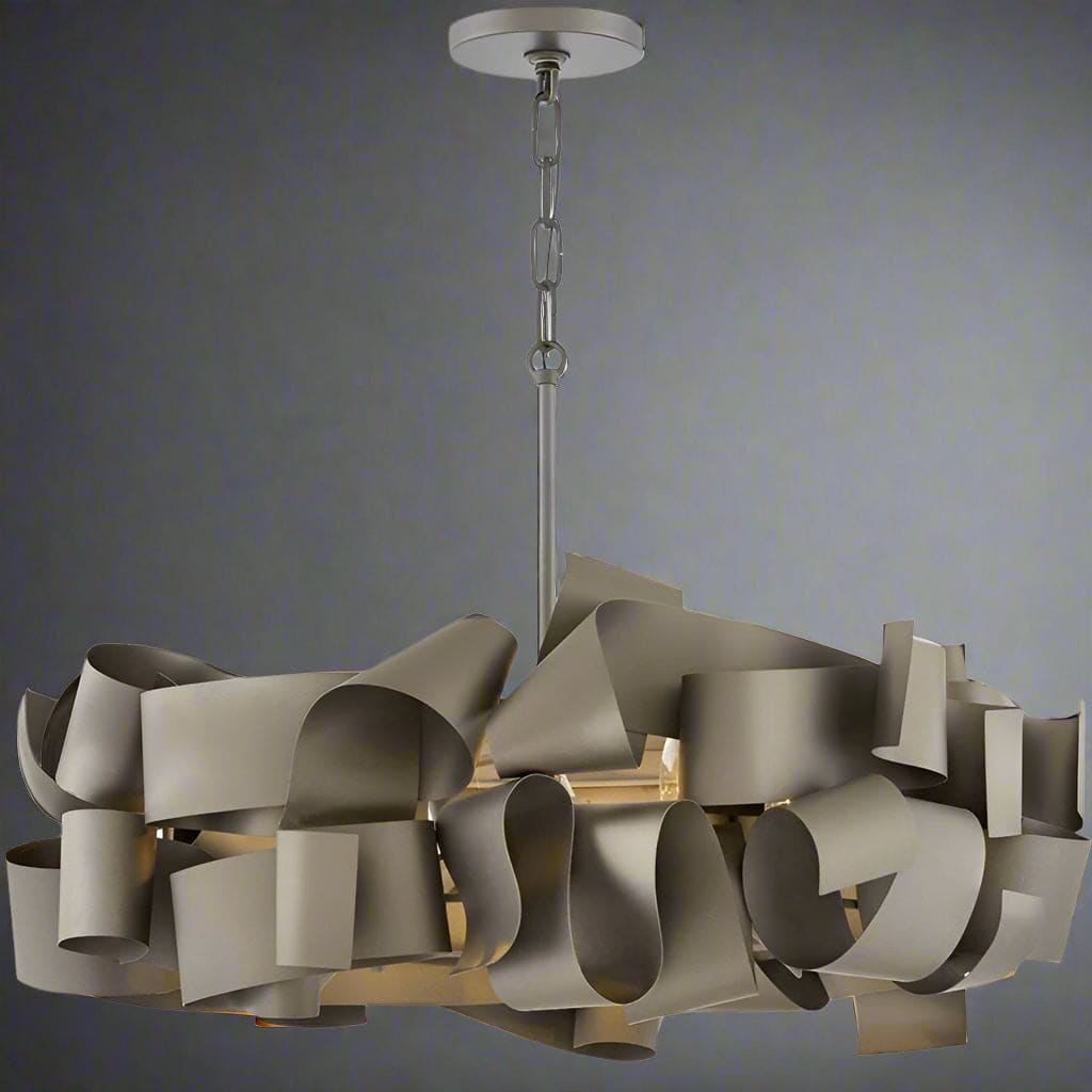 Mid Century Modern Ceiling Light Metal Ribbon Contemporary Chandelier - Chandeliers