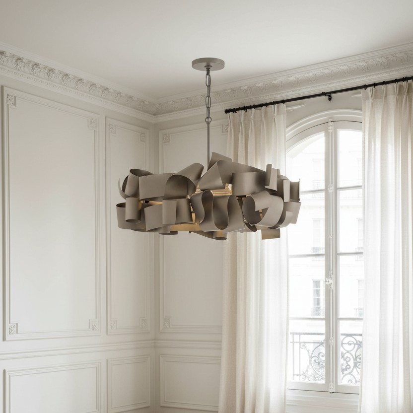 SCULPTURAL RIBBON CHANDELIER | HAND-FORMED IRON | CL377852