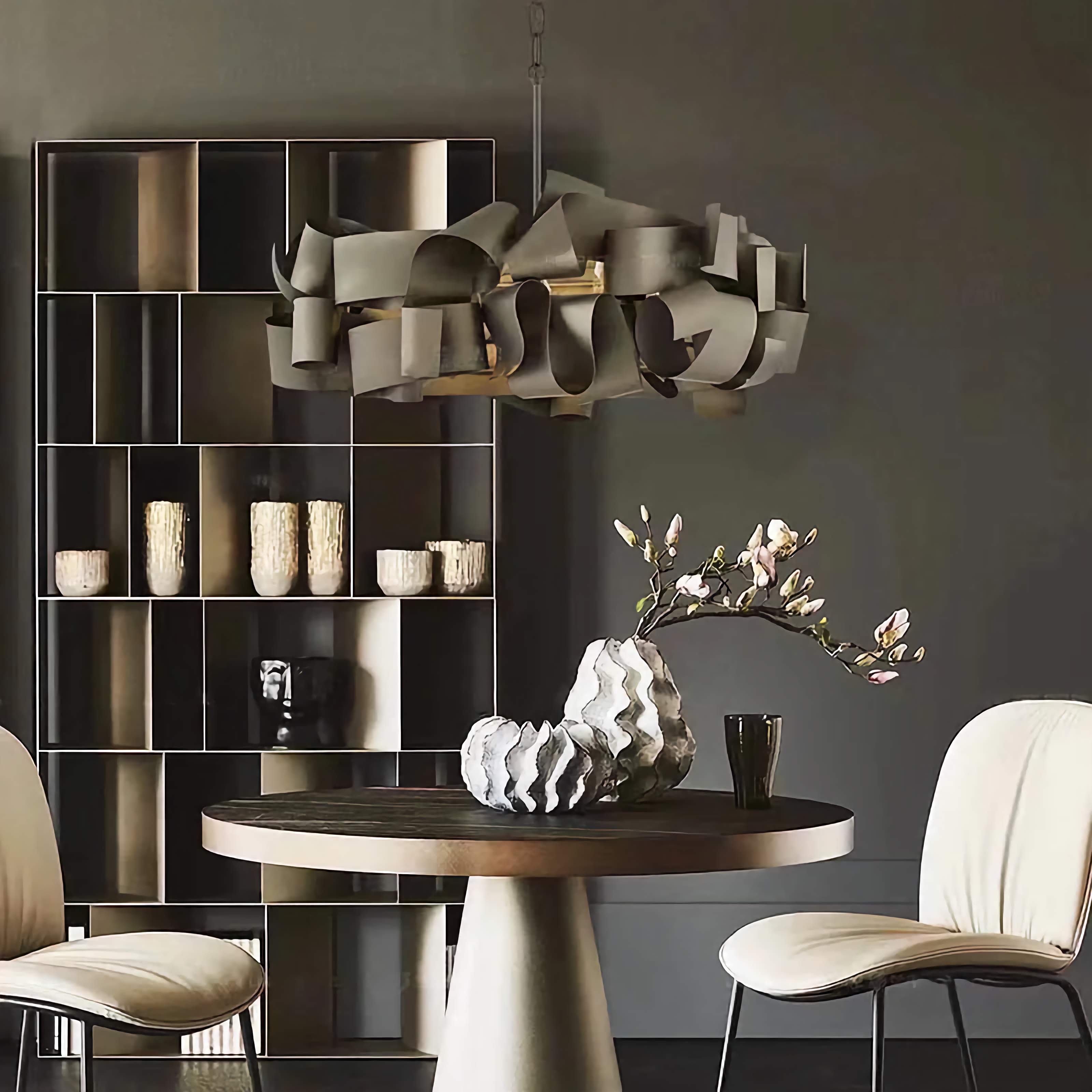 Modern Sculptural Ribbon Iron Chandelier | Large Contemporary Ceiling Light for Dining Room & Living Casalolalights