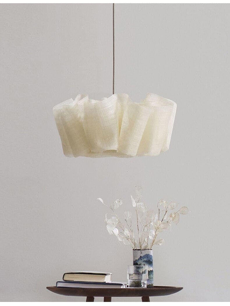 Japanese Style Pendant Light | Hand-knitted Fabric Lampshade | Warm Minimalist Japandi Biophilic - Lamps