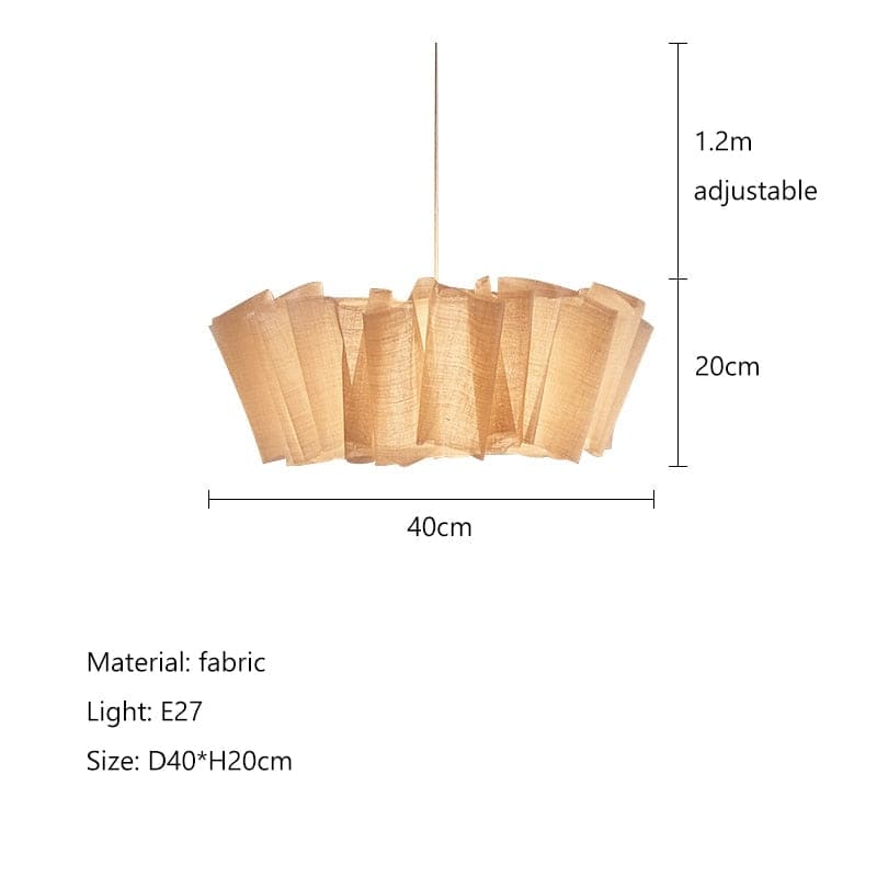 Japanese Style Pendant Light | Hand-knitted Fabric Lampshade | Warm Minimalist Japandi Biophilic - Lamps