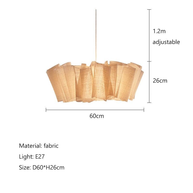 Japanese Style Pendant Light | Hand-knitted Fabric Lampshade | Warm Minimalist Japandi Biophilic - Lamps