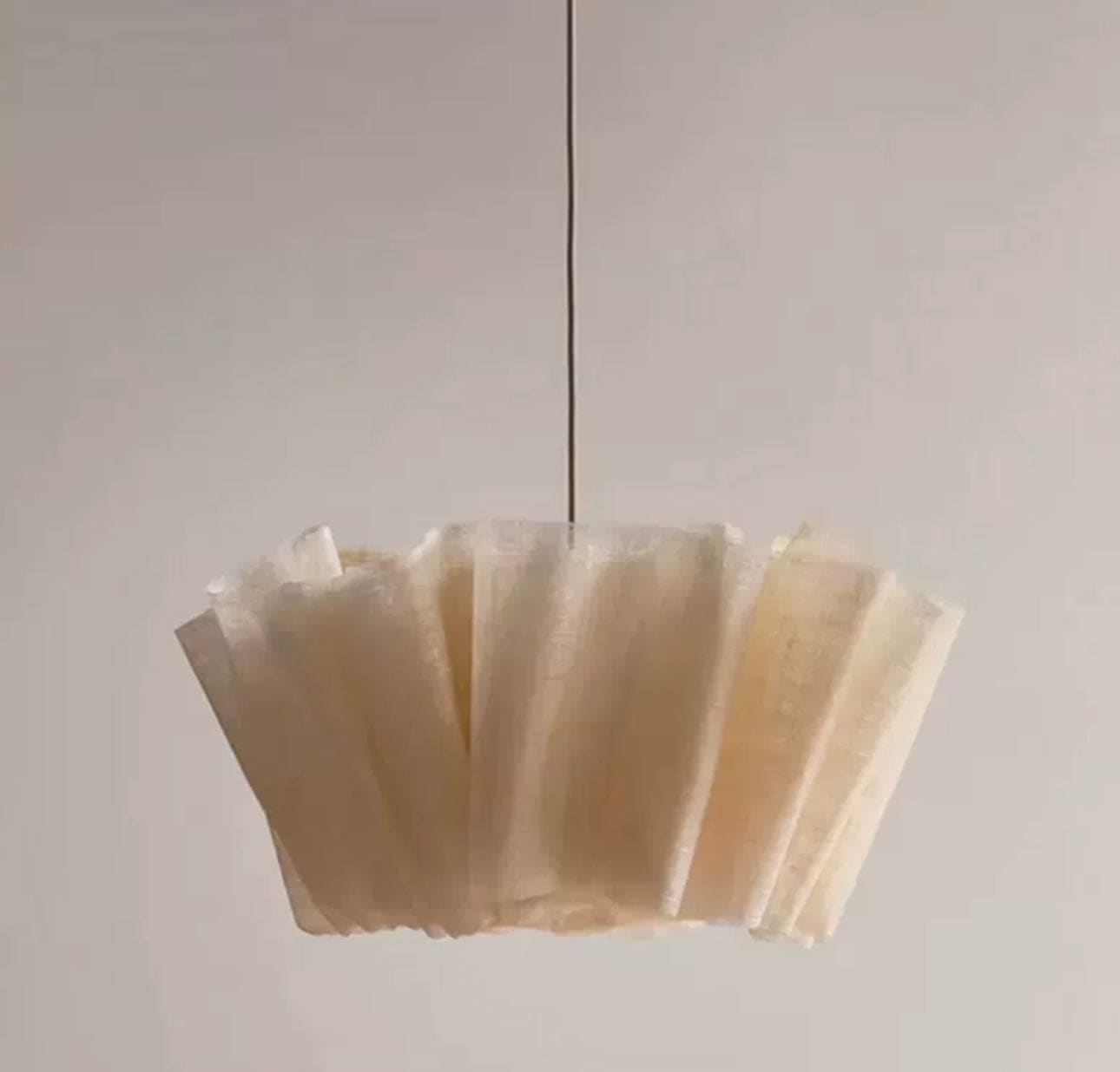 Japanese Style Pendant Light | Hand-knitted Fabric Lampshade | Warm Minimalist Japandi Biophilic - Lamps