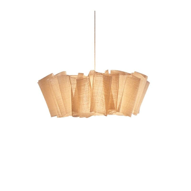 Japanese Style Pendant Light | Hand-knitted Fabric Lampshade | Warm Minimalist Japandi Biophilic - Lamps