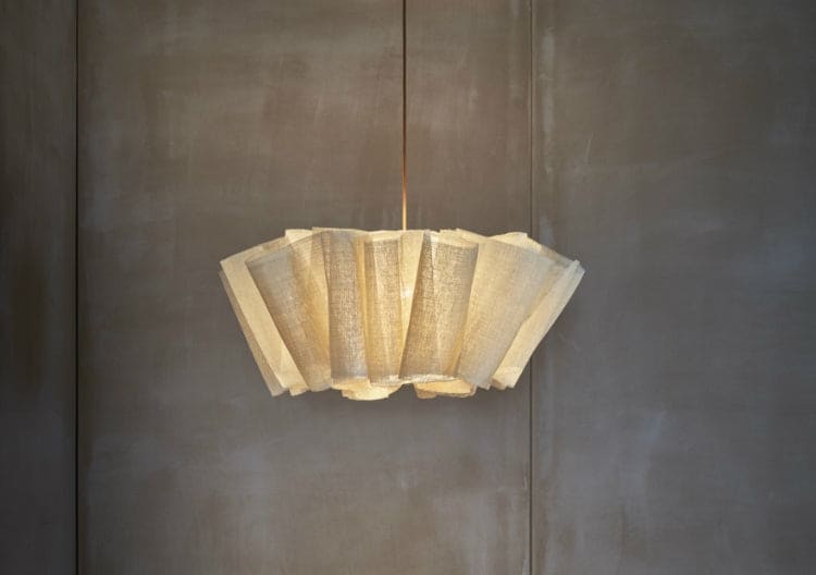 Japanese Style Pendant Light | Hand-knitted Fabric Lampshade | Warm Minimalist Japandi Biophilic - Lamps