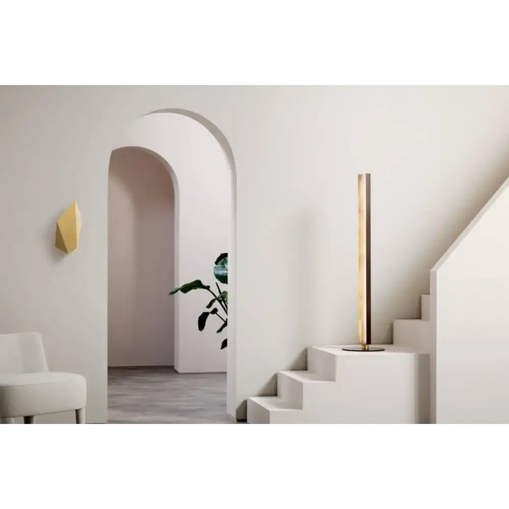 Minimalist Alabaster & Bronze Floor Lamp | Architectural Led Light - Lamps