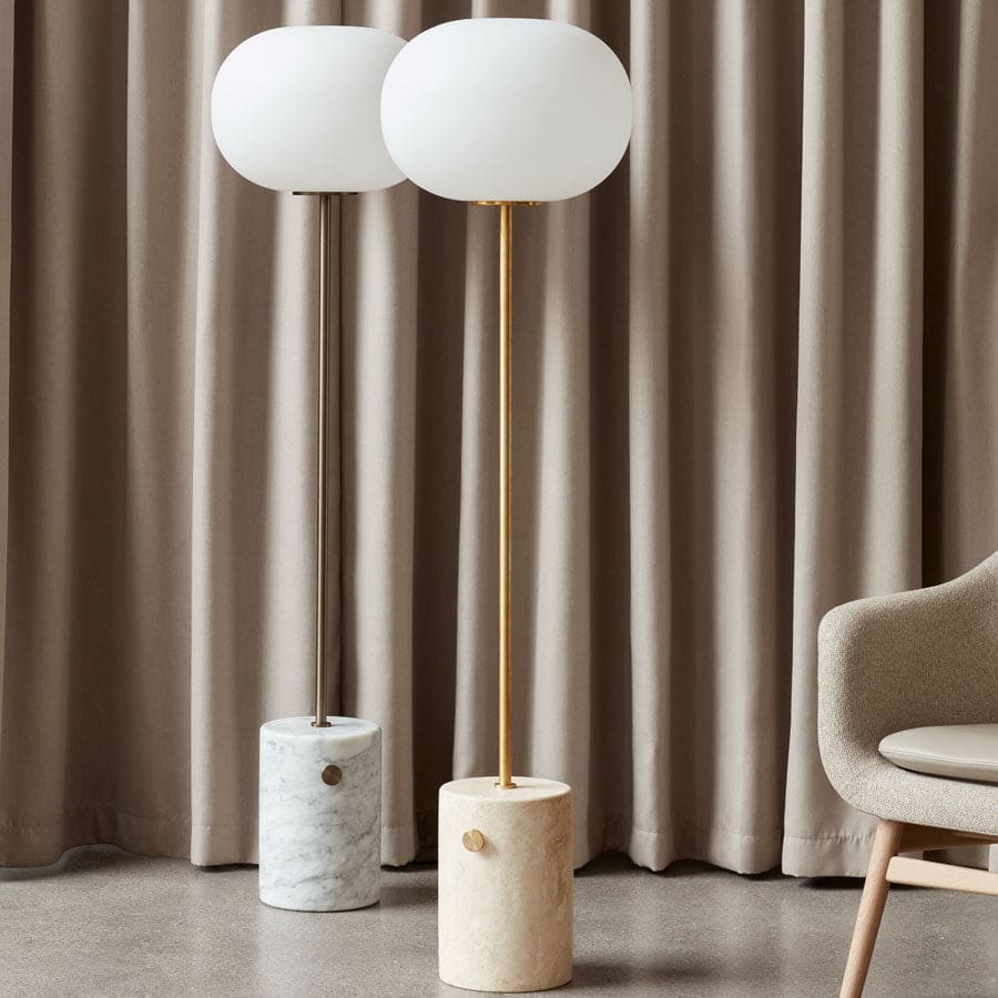 Torchiere Floor Lamps - Minimalist - Marble and Copper Finish