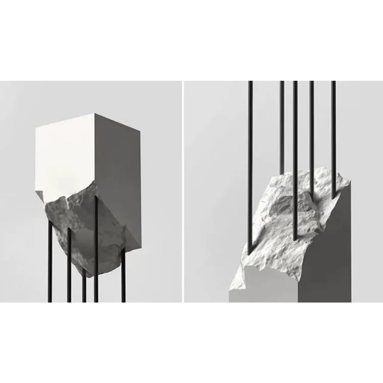 Solid Cement and Stainless Steel Floor Lamp | Brutalist Wabi-sabi Design | 148cm Handcrafted Totem | Casalola Lights