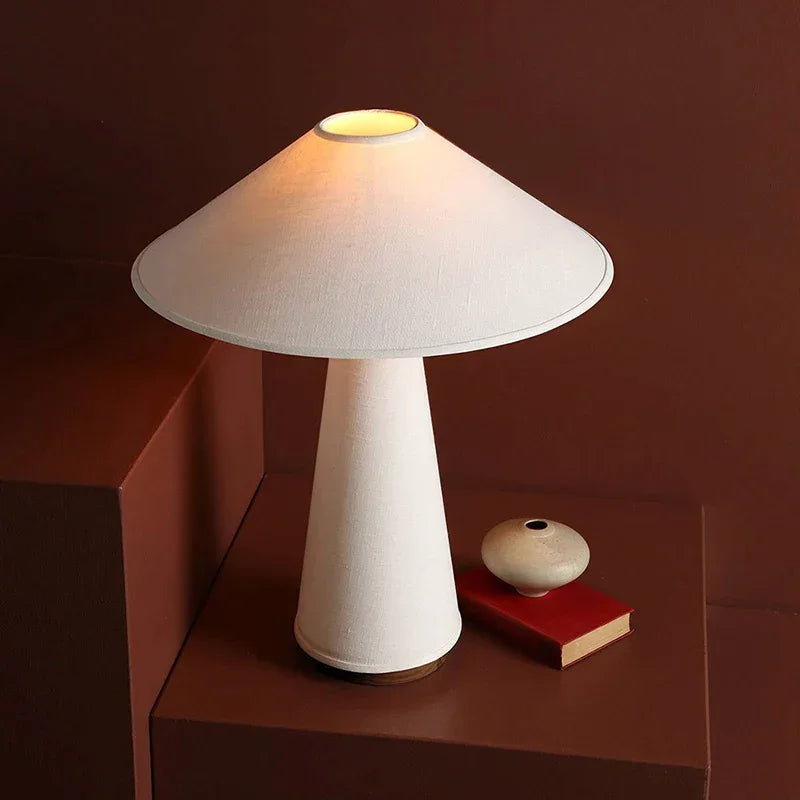 Minimalist Table Lamp Linden White Linen Bedside Lamps