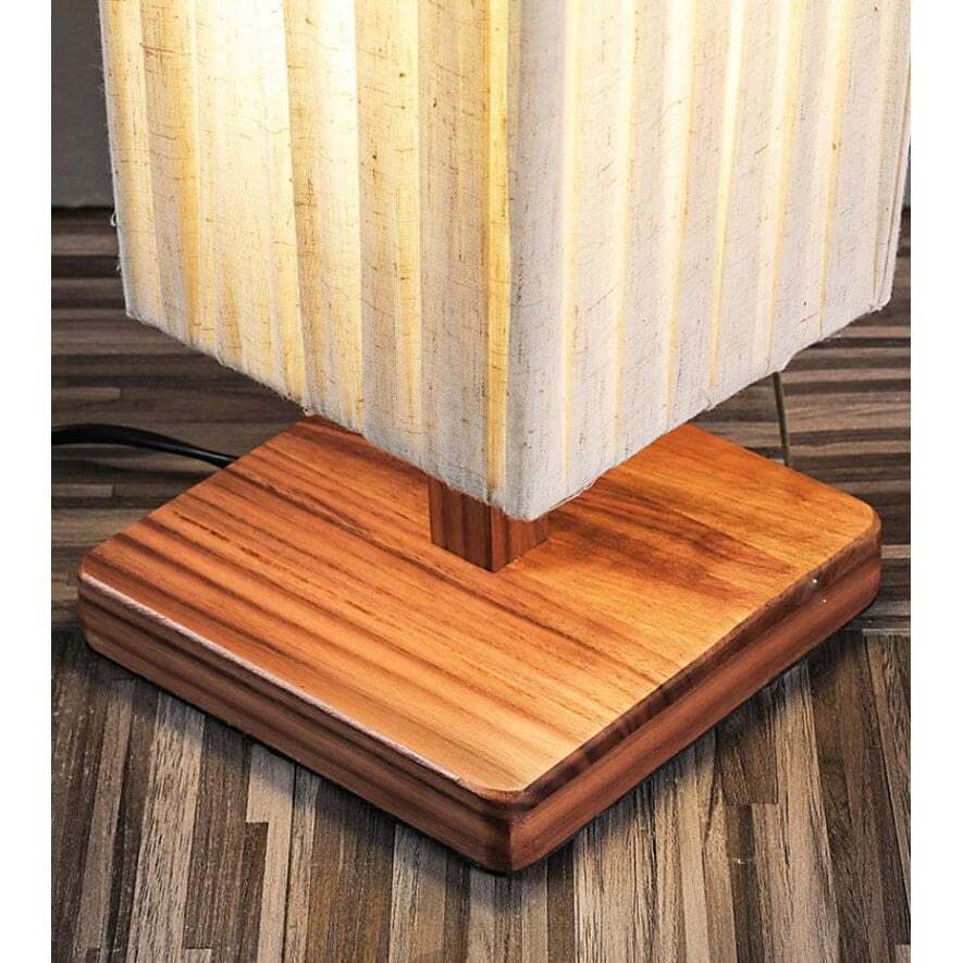Minimalist Floor Lamp Walnut Wood Base White Cloth Corner for Bedroom Living Room - Lamps