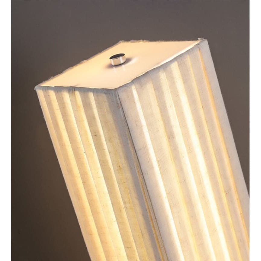 Minimalist Floor Lamp Walnut Wood Base White Cloth Corner for Bedroom Living Room - Lamps