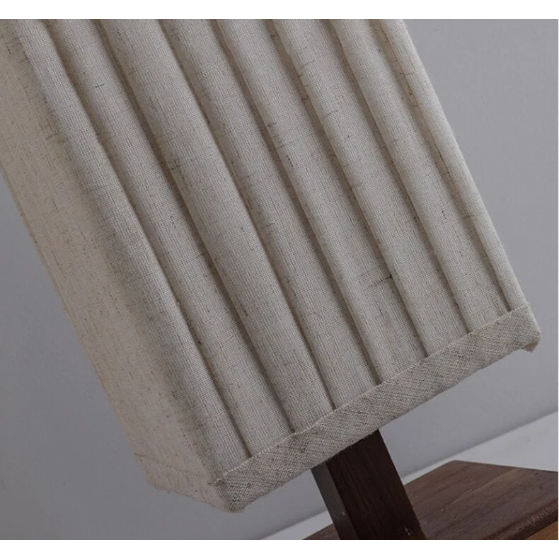 Minimalist Floor Lamp Walnut Wood Base White Cloth Corner for Bedroom Living Room