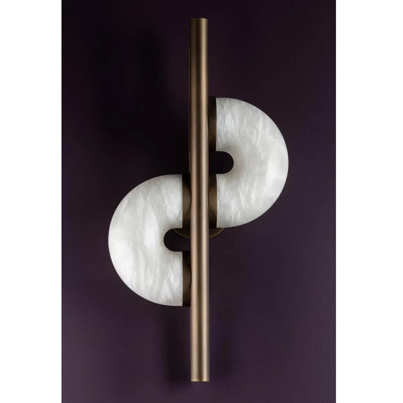 Alabaster Disc Wall Sconce | Tall Stone & Copper Statement 60cm Modern Art Deco Living Room Casalolalights Luxury Lamps