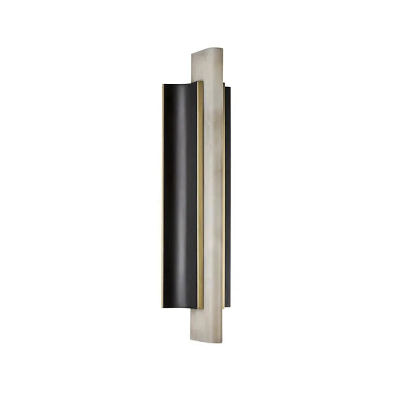 Modern Alabaster Wall Sconce – Black & Brass for Hallway Bedroom