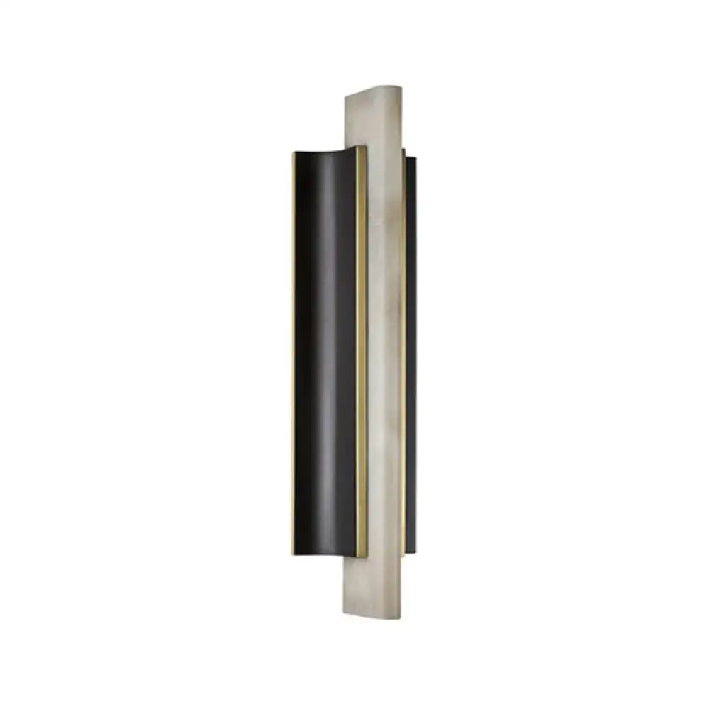 Modern Alabaster Wall Sconce – Black & Brass for Hallway Bedroom - Sconces