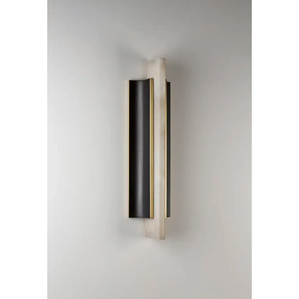 Modern Alabaster Wall Sconce – Black & Brass for Hallway Bedroom - Sconces