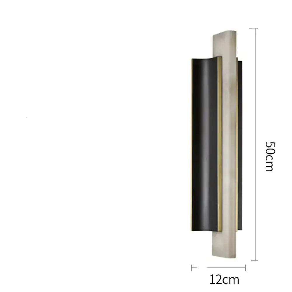 Modern Alabaster Wall Sconce – Black & Brass for Hallway Bedroom - Sconces