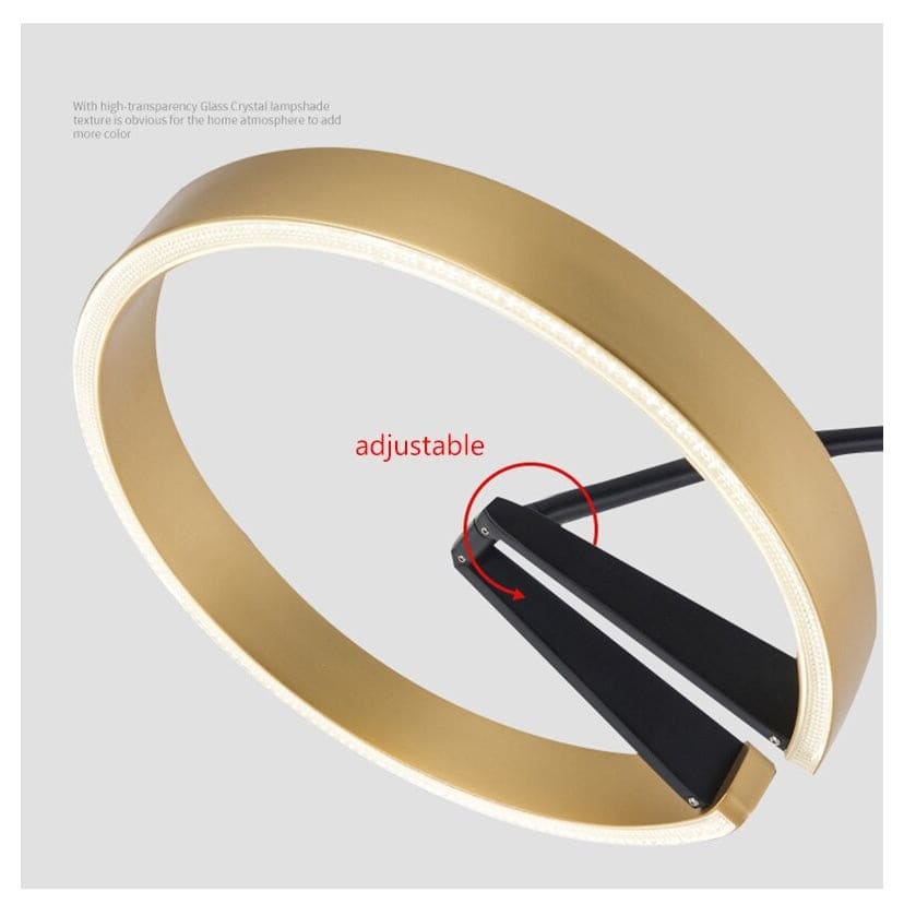 Modern Arc Floor Lamp with Golden Ring Led Lampshade | Metal 200cm Aluminum Shade - Lamps