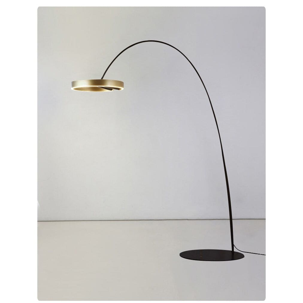 Modern Arc Floor Lamp with Golden Ring Led Lampshade | Metal 200cm Aluminum Shade - Lamps