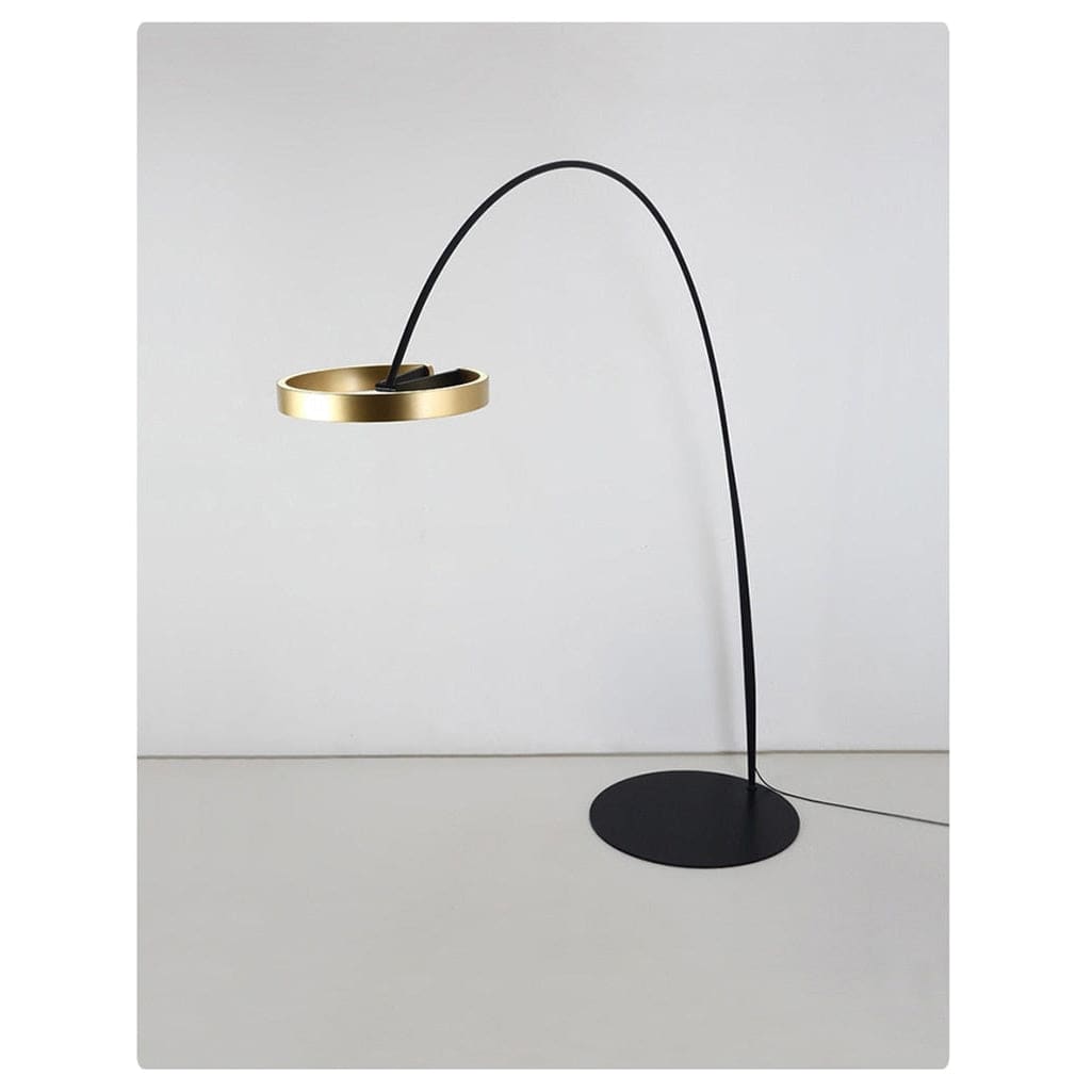 Modern Arc Floor Lamp with Golden Ring Led Lampshade | Metal 200cm Aluminum Shade - Lamps