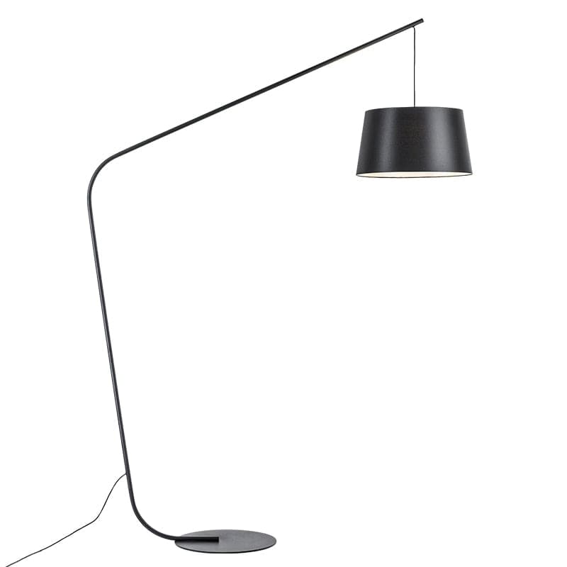 Black Floor Lamp Modern Minimalist with Fabric Shade | Led Lighting | Iron + Material - Lamps