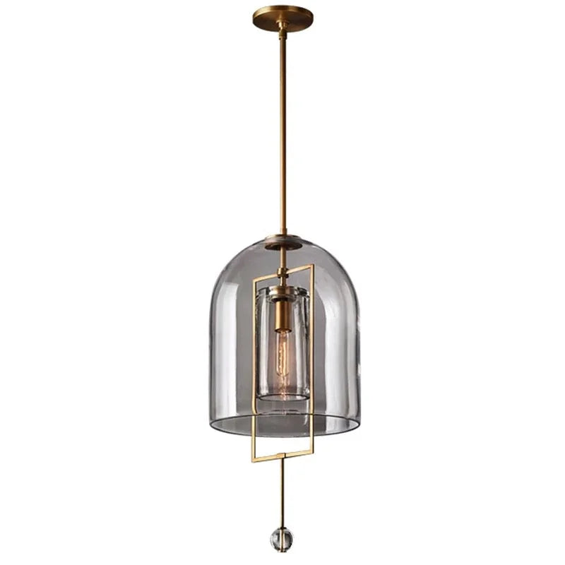 Modern Glass Pendant Light with Copper Accents – Black Ceiling Fixture for Kitchen Island or Entryway