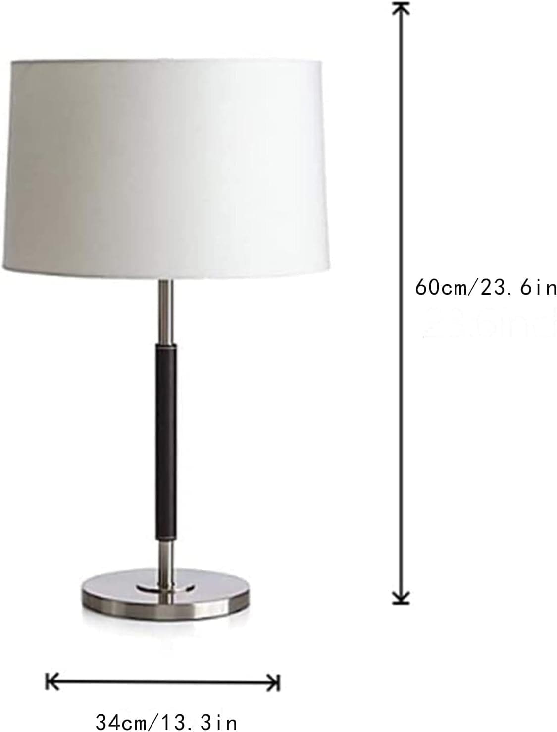 Modern Luxury Brass and Leather Table Lamp with Linen Drum Shade for Bedroom Living Room or Office - Lamps
