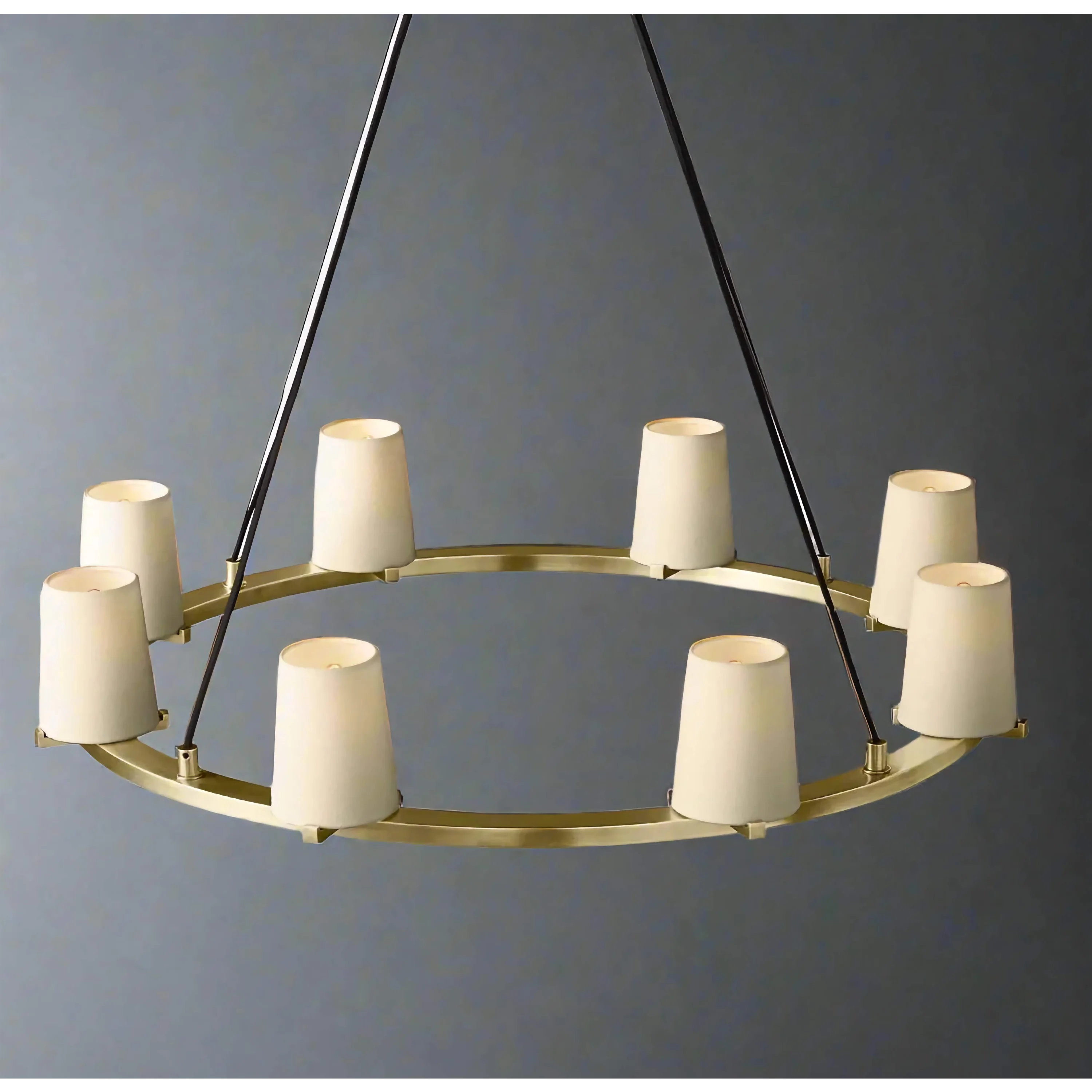 Modern Brass Candelabra Ring Chandelier for Dining Room or Foyer