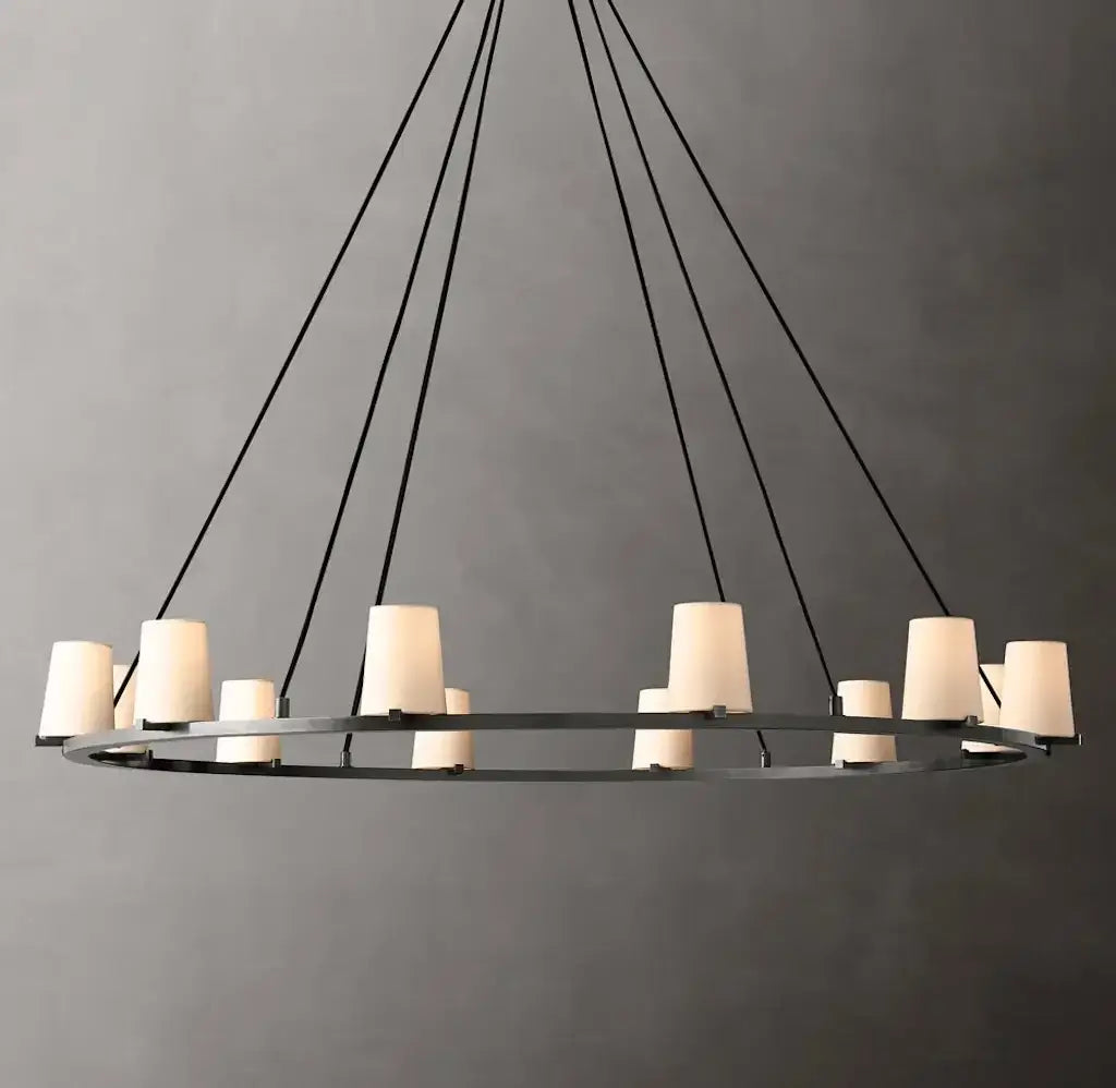 Modern Brass Candelabra Ring Chandelier for Dining Room or Foyer - Chandeliers