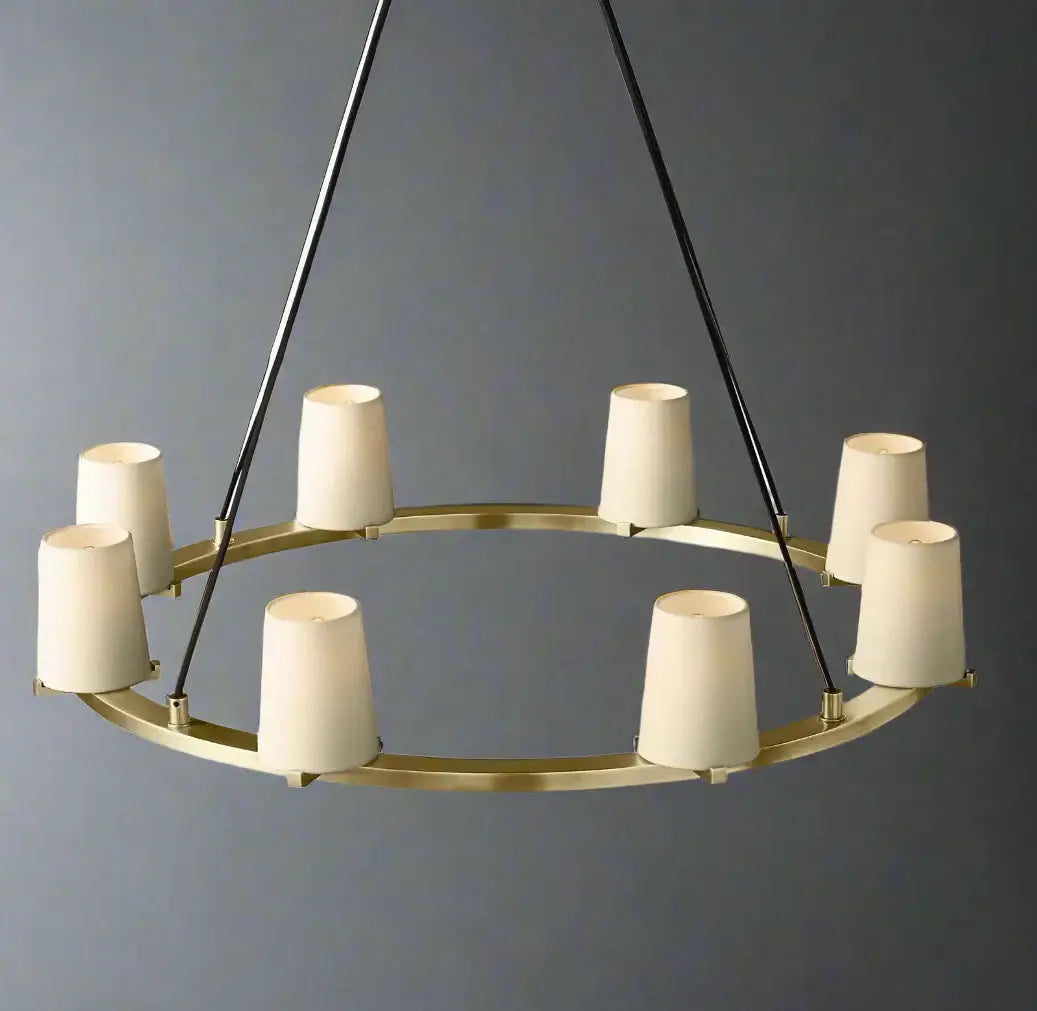 Modern Brass Candelabra Ring Chandelier for Dining Room or Foyer - Chandeliers