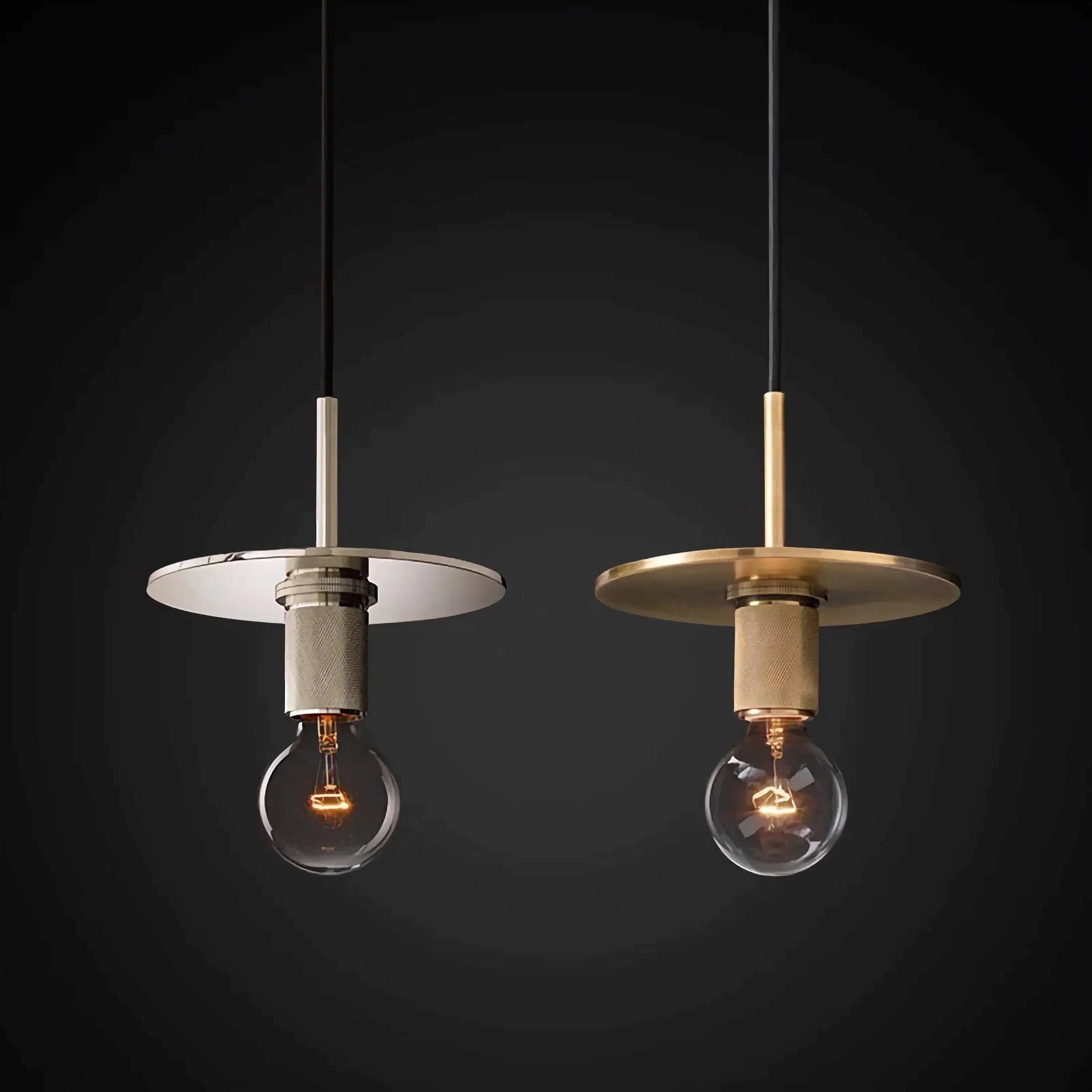 Modern Brass Disc Pendant Light – Minimalist Iron Ceiling Fixture for Dining Room or Kitchen