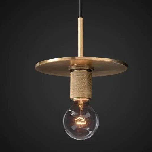 Modern Brass Disc Pendant Light – Minimalist Iron Ceiling Fixture for Dining Room or Kitchen