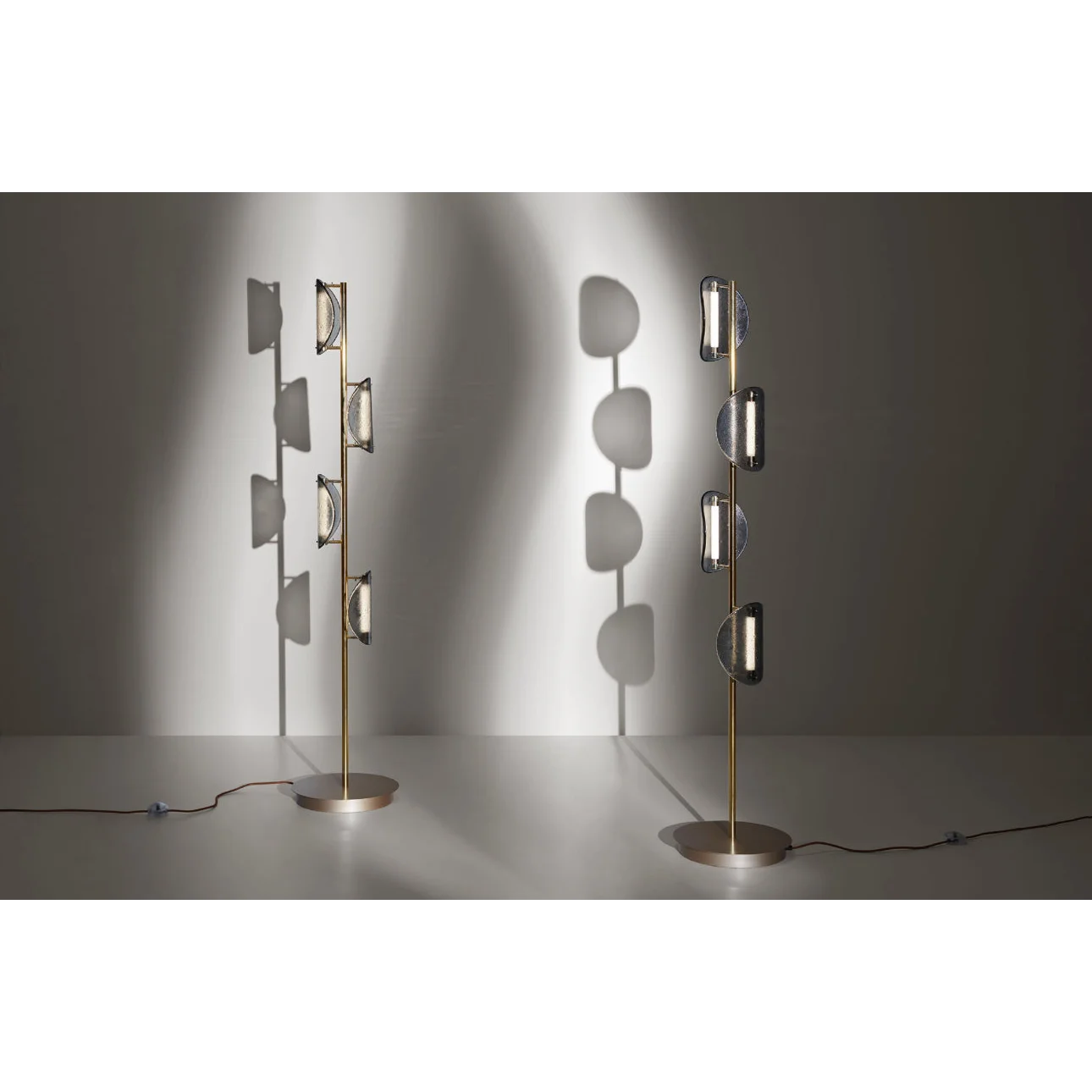 Modern Brass Glass Floor Lamp | Italian Sculptural Led Light