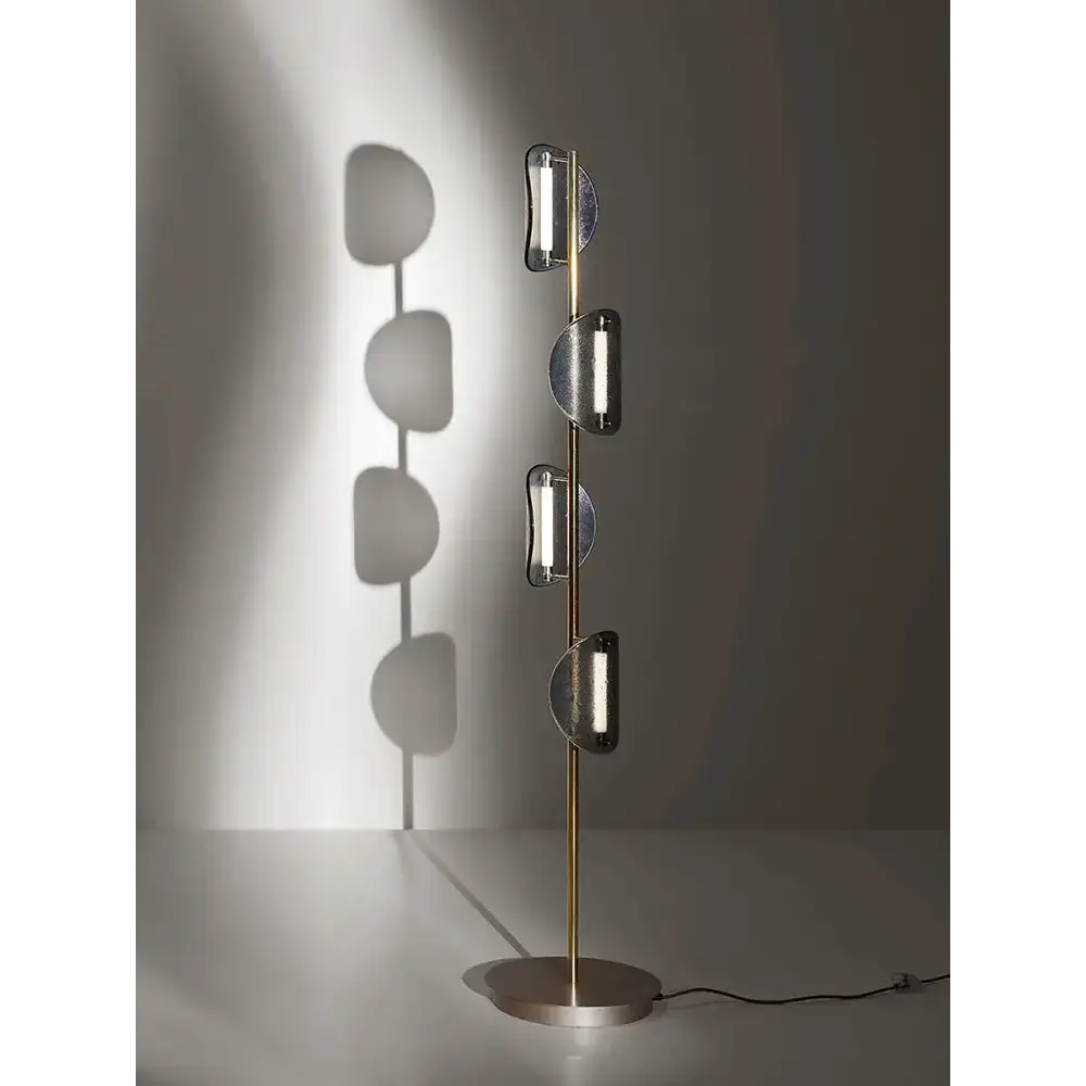 Modern Brass Glass Floor Lamp | Italian Sculptural Led Light - Lamps