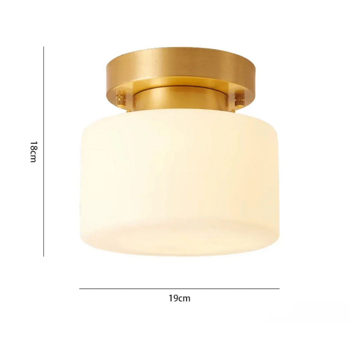 Small Frosted Glass Flush Mount Light for Hallway or Entryway | 7.5 in Wide Brass Base Low Ceiling Casalola Lights