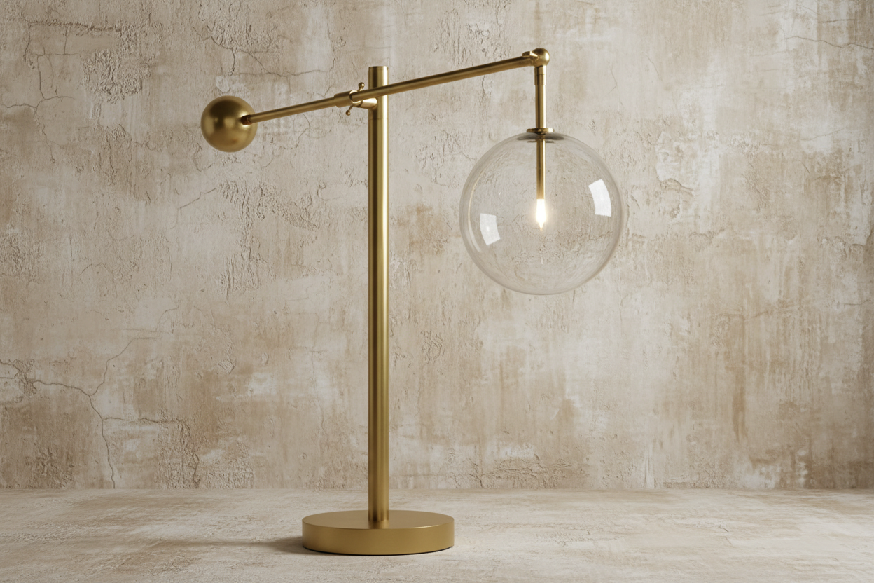 Copper & Glass Table Lamp 86cm | Modern Globe Lighting for Desk Living Room Casalolalights Luxury Lamps Interior