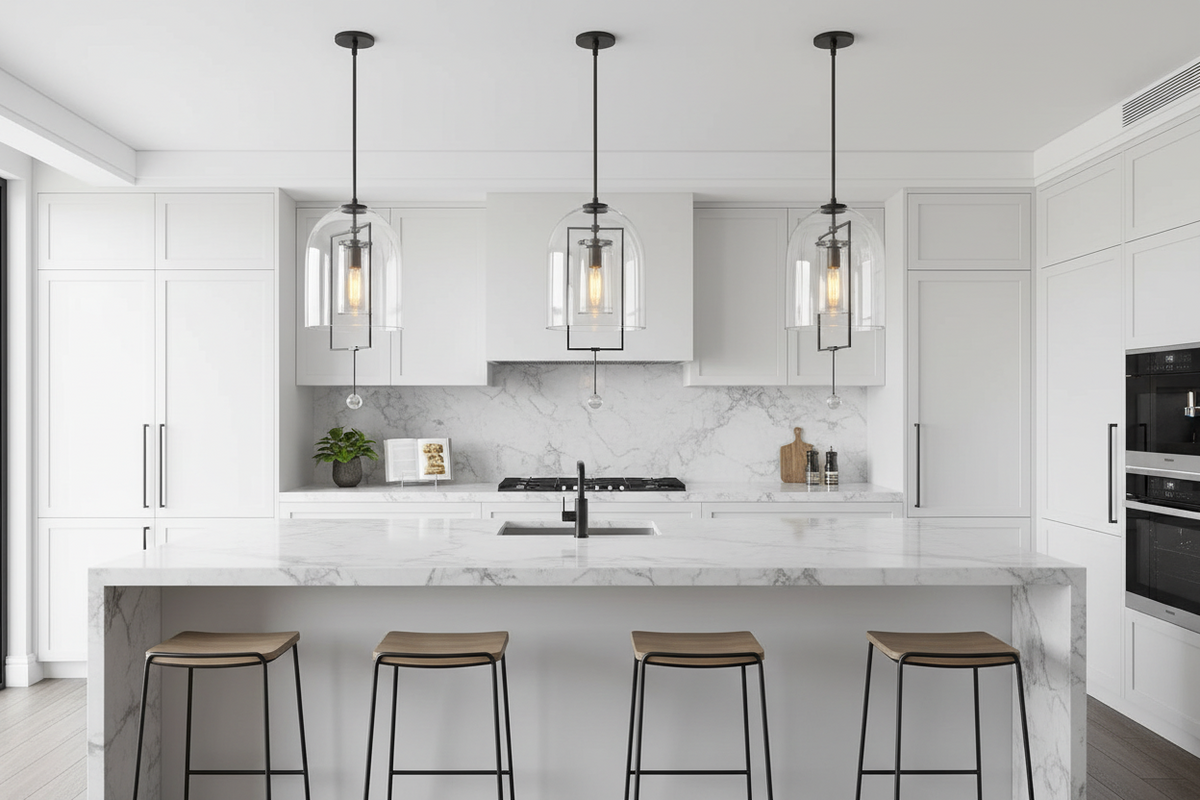 Glass and Brass Pendant Light for Kitchen Island or Entryway | Nested Clear Dome 7.1 9.8 Inch Casalola Lights Luxury