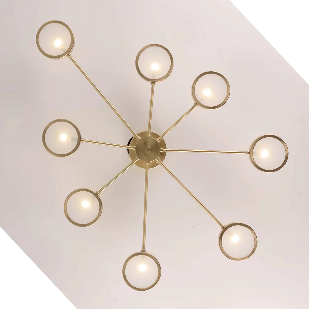 Brass Starburst Semi Flush Mount Light for Living Room | Frosted Glass Casalola Lights Luxury Lamps Interior Designers
